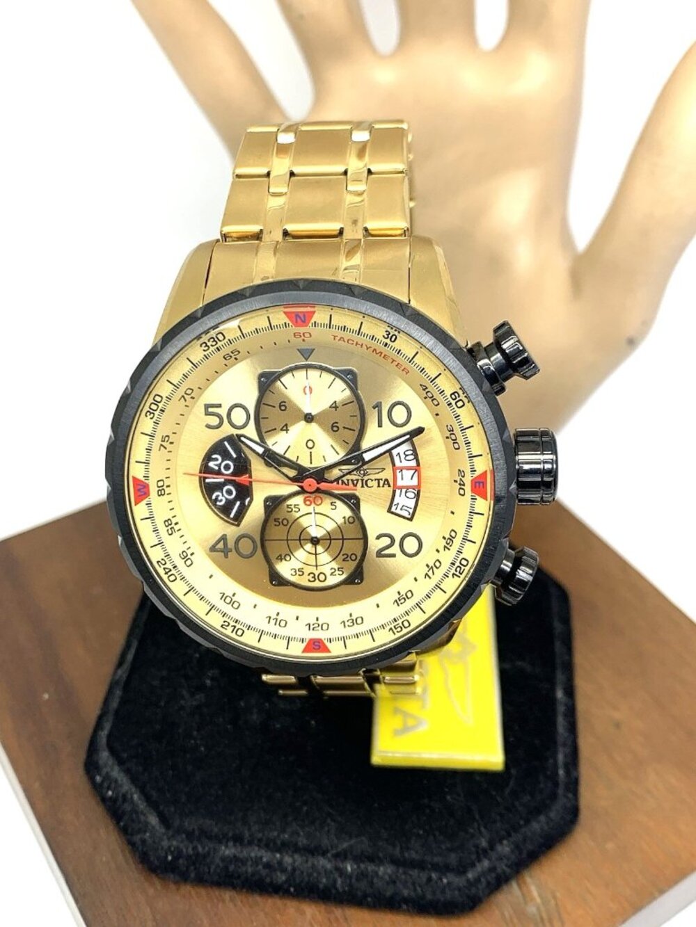 Invicta Men's Watch 17205 Aviator Quartz Chronograph Gold Stainless Steel 48mm